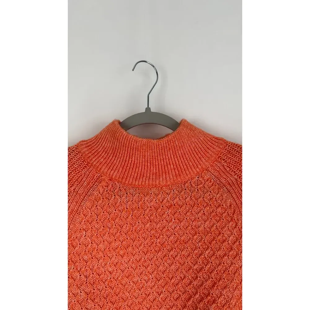 Talbots Mock Neck Wool Blend Sweater Pullover Womens XL Orange Long Sleeve